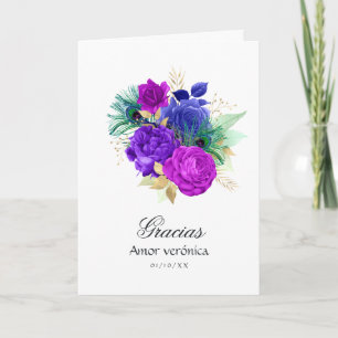 Carte De Remerciements Espagnol Mardi Gras Aquarelle Florale Quinceañera