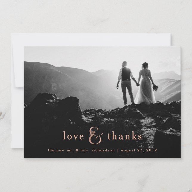 Carte De Remerciements Esperluète rose | d'or de Faux quatre Mercis de (Devant)