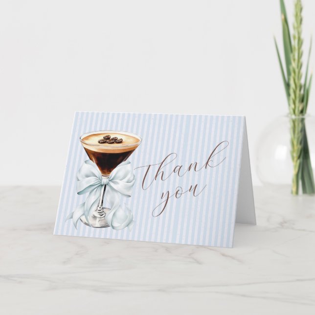 Carte De Remerciements Espresso Martini Blue Coquette Bow (Devant)