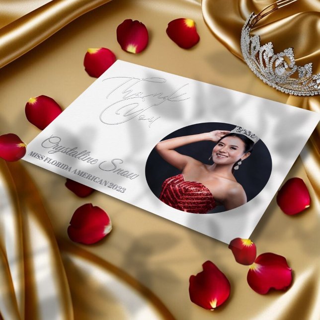 Carte de remerciements Essentials Pageant Foil (This elegant thank you card for pageants features your choice of foil color, custom photo and text)