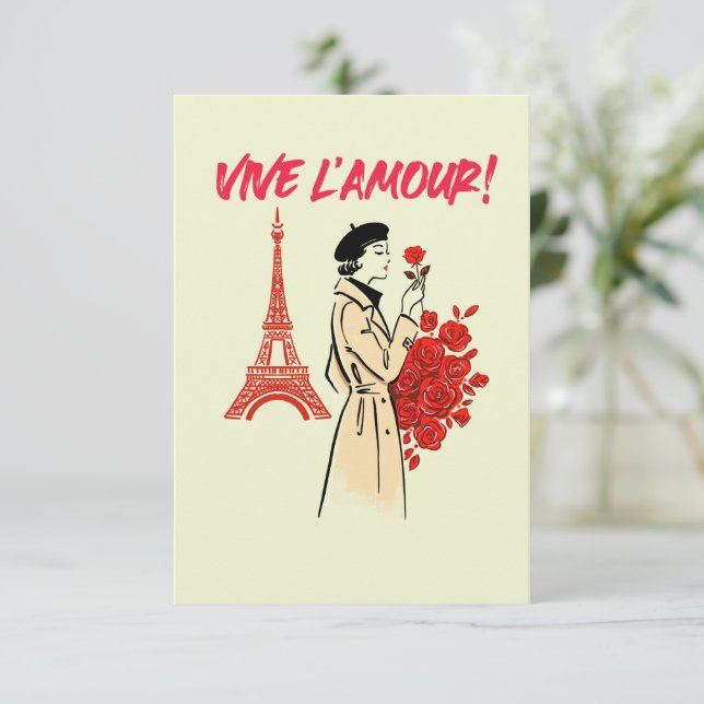 Carte De Remerciements Esthétique Fille de Paris – Conception Romantique  (Debout devant)