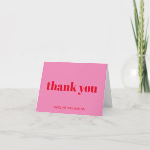 Carte De Remerciements Esthétique Moderne Gras Anniversaire Rose Rouge Pe