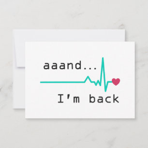Carte De Remerciements Et je suis de retour, Heart Attack Survivor Busine