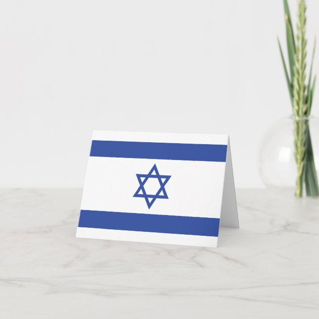 Carte De Remerciements Etat d'Israël Drapeau, Étoile de David Juifs (Devant)
