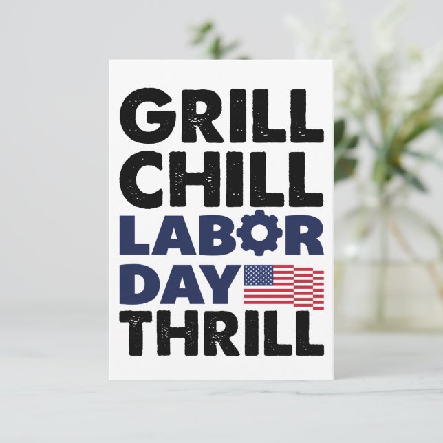 Carte De Remerciements Etats-Unis Grill Chill Fête du Travail Thrill BBQ  (Debout devant)