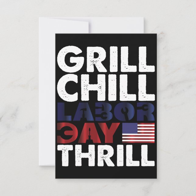 Carte De Remerciements Etats-Unis Grill Chill Fête du Travail Thrill BBQ  (Devant)