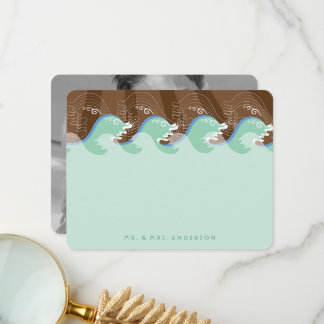 Carte De Remerciements Été Aqua Waves & Sun Photo Modern Beach Mariage