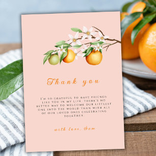 Carte De Remerciements Été Orange Citrus Clementine Baby shower