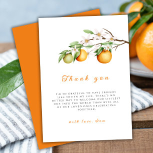 Carte De Remerciements Été Petit Cutie Citrus Clementine Baby shower