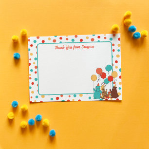 Carte De Remerciements Étiquette plate personnalisée avec pois et animaux