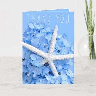 Carte De Remerciements Étoile de mer Hydrangea bleue Remerciement pour le