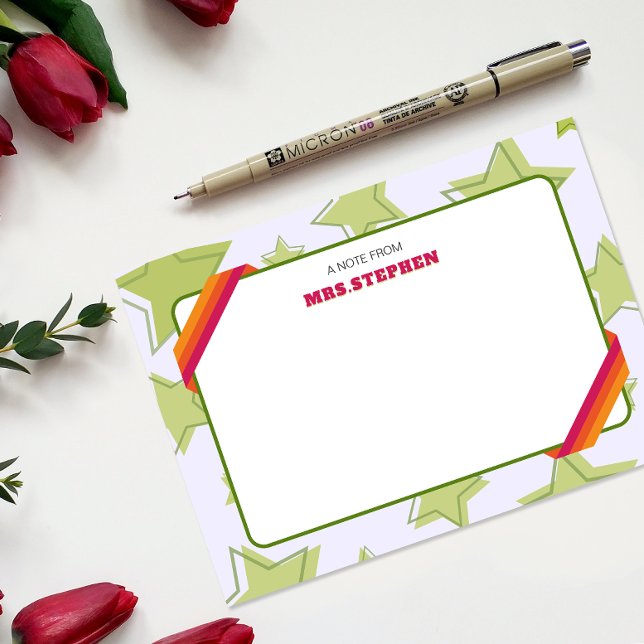 Carte De Remerciements Étoile Professeur personnalisé fin de l'année Note (Star Personalized Teacher End of the Year Note Thank You Card)