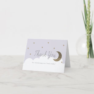 Carte De Remerciements Etoiles & Crecent Lune Baby shower Lilac