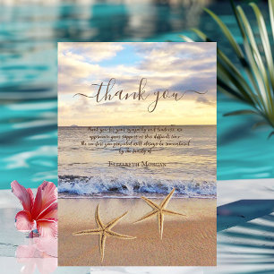Carte De Remerciements Étoiles de mer de Sunset Beach Photo Célébration d