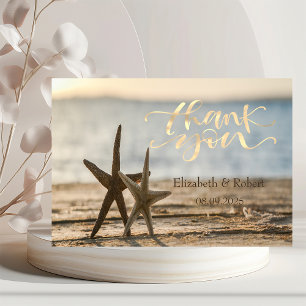 Carte De Remerciements Étoiles de mer Plage de sable