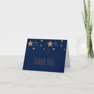 Carte De Remerciements Etoiles d'or avec bleu