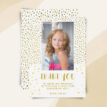Carte De Remerciements Étoiles Dorées Faux Paillettes Anniversaire Enfant<br><div class="desc">Carte de remerciement pour anniversaire avec étoiles dorées et faux paillettes pour enfants et fille. Jolie carte de remerciement d'anniversaire pour vos amis et famille. Téléchargez votre photo et personnalisez la carte avec votre nom et texte. La carte comporte des étoiles dorées et des points de faux paillettes. Idéal comme...</div>
