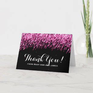 Carte De Remerciements Étoiles tombantes roses "Merci" de mariage