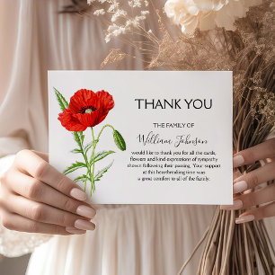 Carte De Remerciements Étonnante aquarelle Funérailles du coquelicot Bere