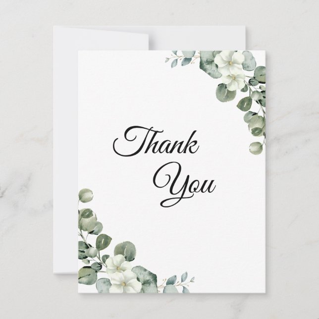 Carte De Remerciements Eucalyptus aquarelle Rustic Greenery Mariage (Devant)