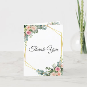 Carte De Remerciements Eucalyptus Blush rose Floral Mariage géométrique