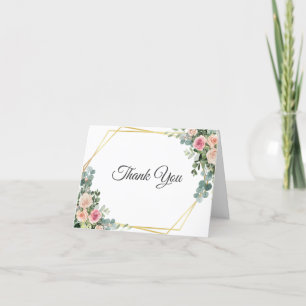 Carte De Remerciements Eucalyptus Blush rose Floral Mariage géométrique q