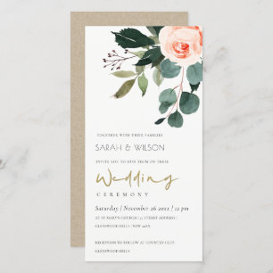 Carte De Remerciements Eucalyptus Blush Rose Rose Floral Mariage Inviter