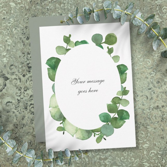 Carte De Remerciements Eucalyptus Boho Verdure Message Personnalisé (Eucalyptus Boho Greenery Personalized Message Thank You Card)