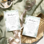 Carte De Remerciements Eucalyptus Botanique Sage Mariage vert<br><div class="desc">L'effet aquarelle apporte une touche délicate et raffinée aux éléments botaniques de l'eucalyptus et de la sauge, créant une atmosphère douce et sophistiquée. La combinaison de la couleur naturelle utilisée dans ce design, comme les verts doux, crée un sentiment de calme et de tranquillité. La police de script gracieuse utilisée...</div>