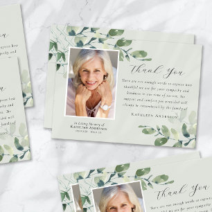 Carte De Remerciements Eucalyptus Calligraphie Photo Funérailles