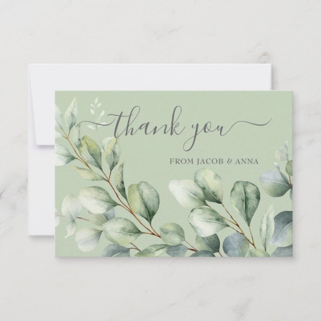 Carte De Remerciements Eucalyptus élégant verdure stylée moderne simple (Devant)