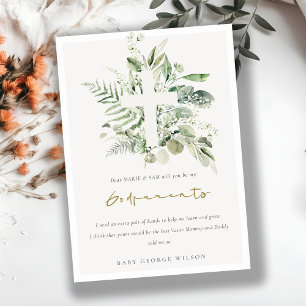 Carte De Remerciements Eucalyptus Fauna Cross Godparents Proposition Invi