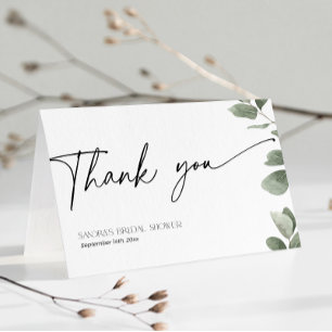 Carte De Remerciements Eucalyptus Fête des mariées Sage Vert