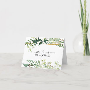 Carte De Remerciements Eucalyptus Foliage Aquarelle Vert Blanc Mariage