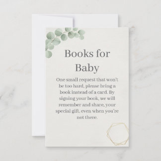 Carte De Remerciements Eucalyptus Gold Books for Baby Shower Insert Card