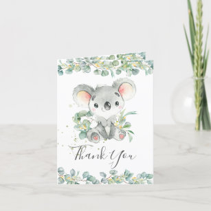 Carte De Remerciements Eucalyptus Green Koala Baby shower d'anniversaire 