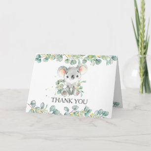 Carte De Remerciements Eucalyptus Green Koala Boy Baby shower Anniversair