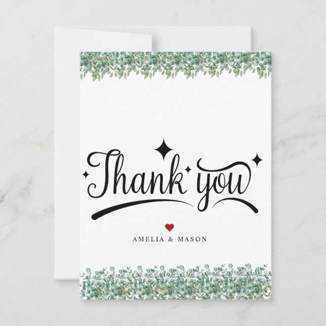 Carte De Remerciements eucalyptus greenery wedding Flat Thank You Card (Devant)