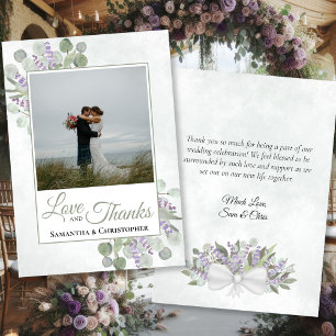 Carte De Remerciements Eucalyptus Lavender Love Thanks Photo Note Mariage