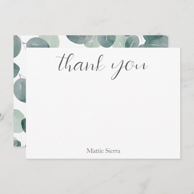 Carte De Remerciements Eucalyptus Moderne 2 (Devant / Derrière)