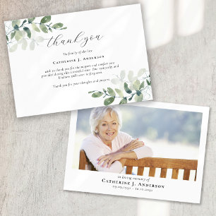 Carte De Remerciements Eucalyptus Photo Sympathy Funeral Memorial