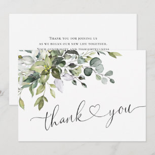 Carte De Remerciements Eucalyptus simple et élégant Aquarelle verte