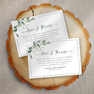 Carte De Remerciements Eucalyptus Simple Script Funérailles