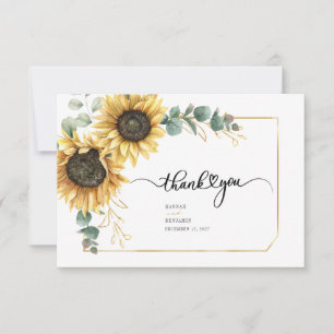 Carte De Remerciements Eucalyptus tournesol vert Mariage floral