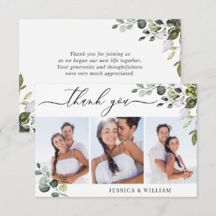 Carte De Remerciements Eucalyptus verdoyant élégant 3 PHOTO Mariage