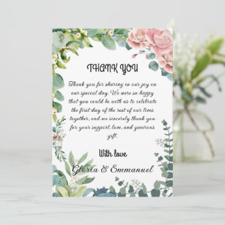Carte De Remerciements Eucalyptus vertes quittent le Mariage floral