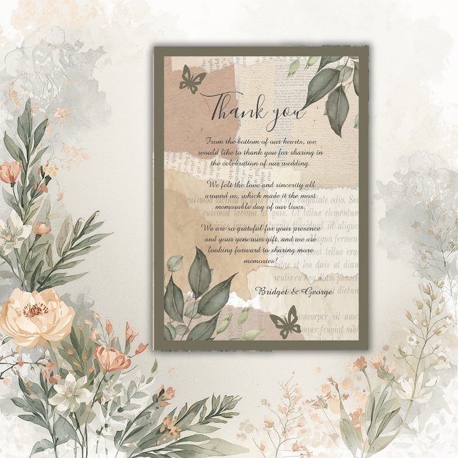 Carte De Remerciements eucalyptus vintage boho mariage (Créateur téléchargé)