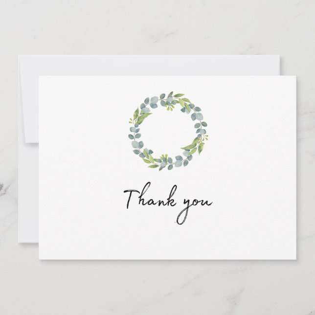 Carte De Remerciements Eucalyptus Wreath Wedding Thank You Folded Card (Devant)