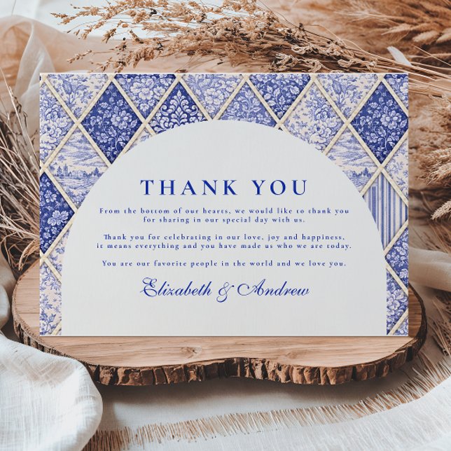 Carte De Remerciements European Delft Tile Wedding (Créateur téléchargé)