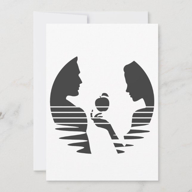 Carte De Remerciements Eve Met Une Pomme À Adam, Noir Version 1/3 (Devant)